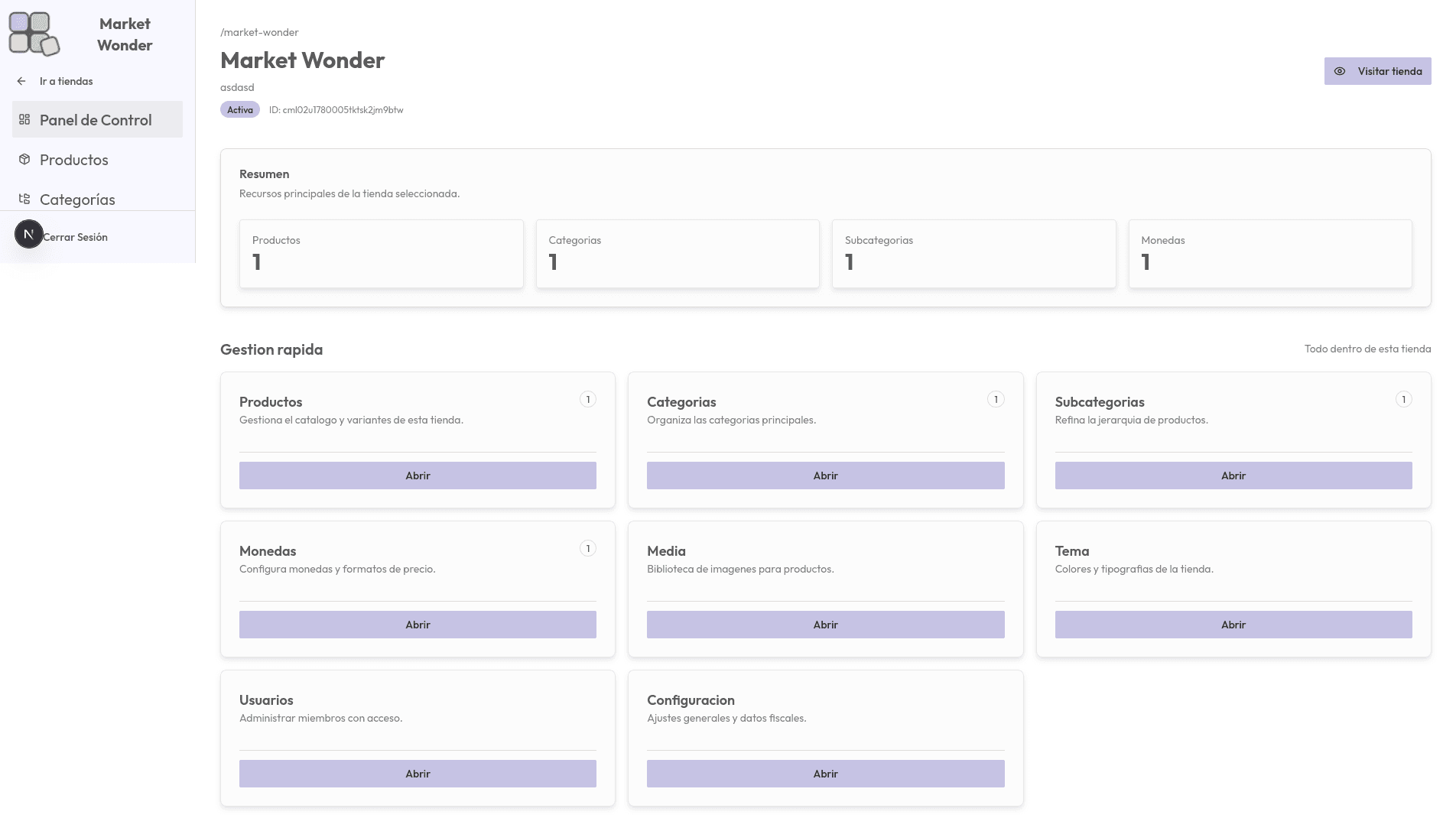 Vista previa del Panel de Control